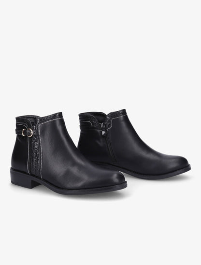 Bottines plates effet croco - Noir - 4