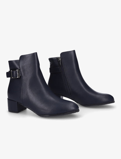 Bottines à talon et à boucle - Marine - 4
