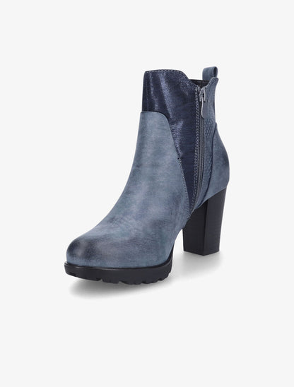 Bottines à talon à empiècement python - Bleu - 3