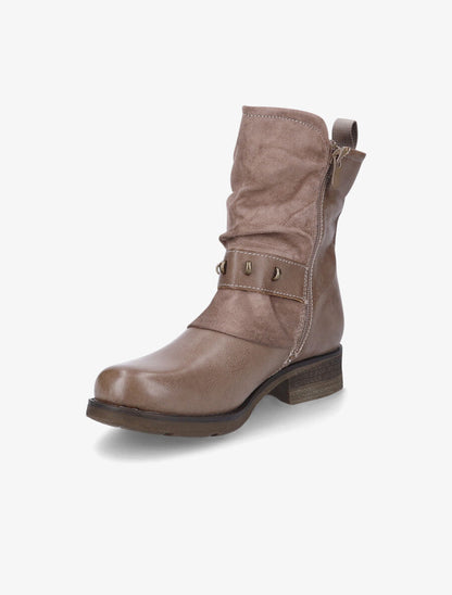 Boots montantes bi-matière à sangle - Taupe - 3