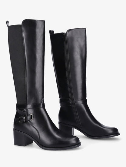 Bottes simili à côté élastiqué - Noir - 4