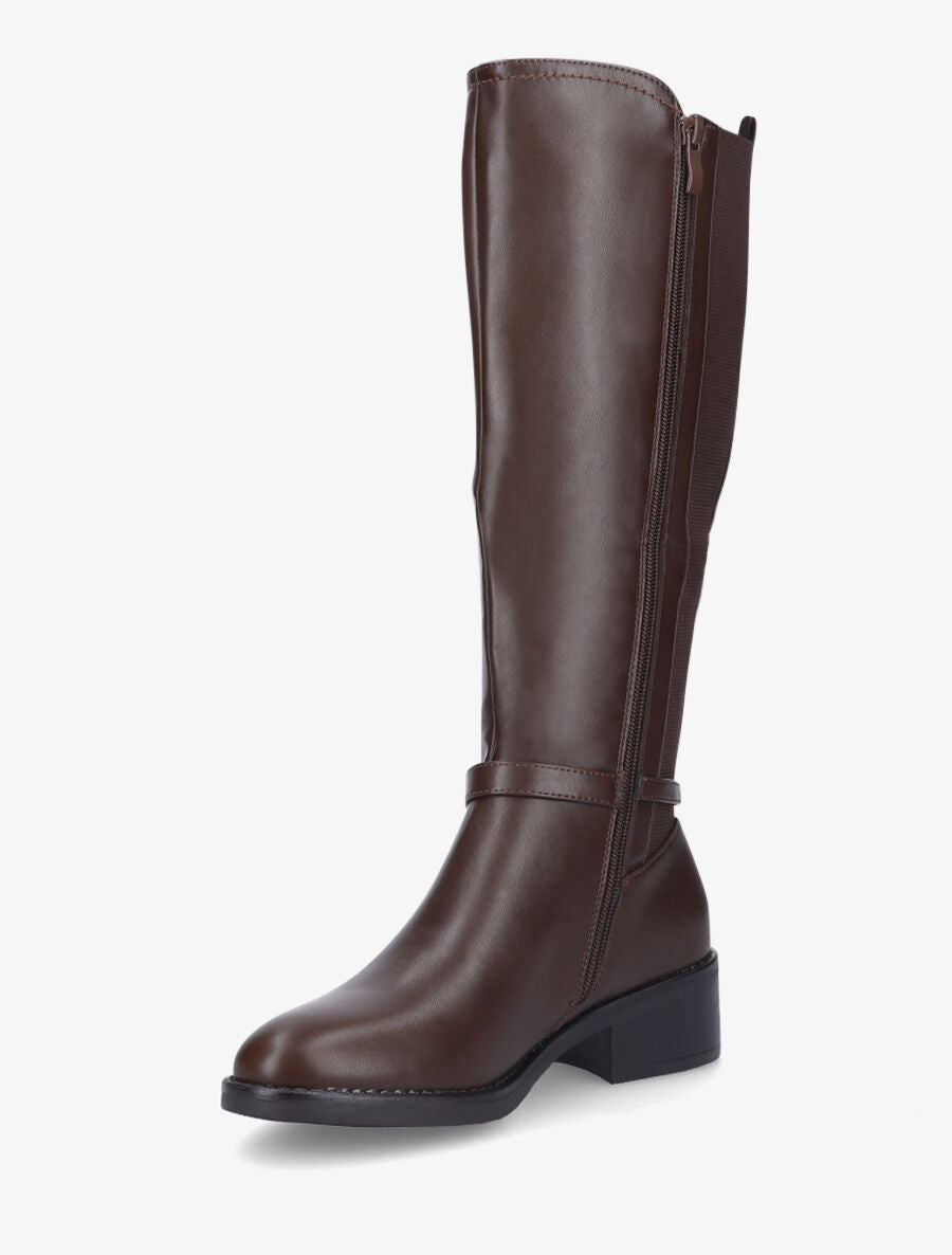 Bottes style cavalière en simili - Marron - 3
