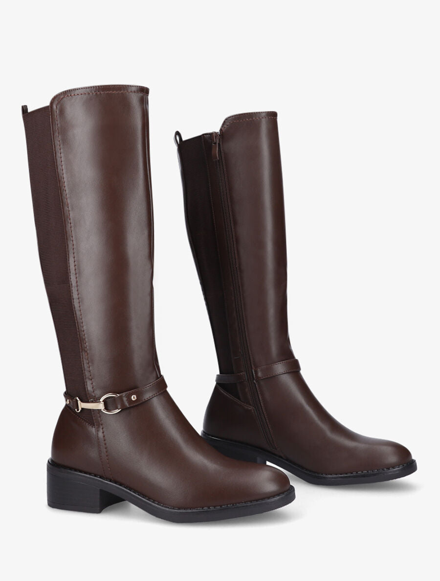 Bottes style cavalière en simili - Marron - 4