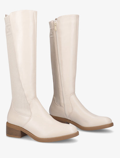 Bottes à contrefort en tissu - Beige - 4