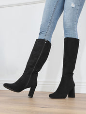 Bottes en suédine à découpe - Noir - 1
