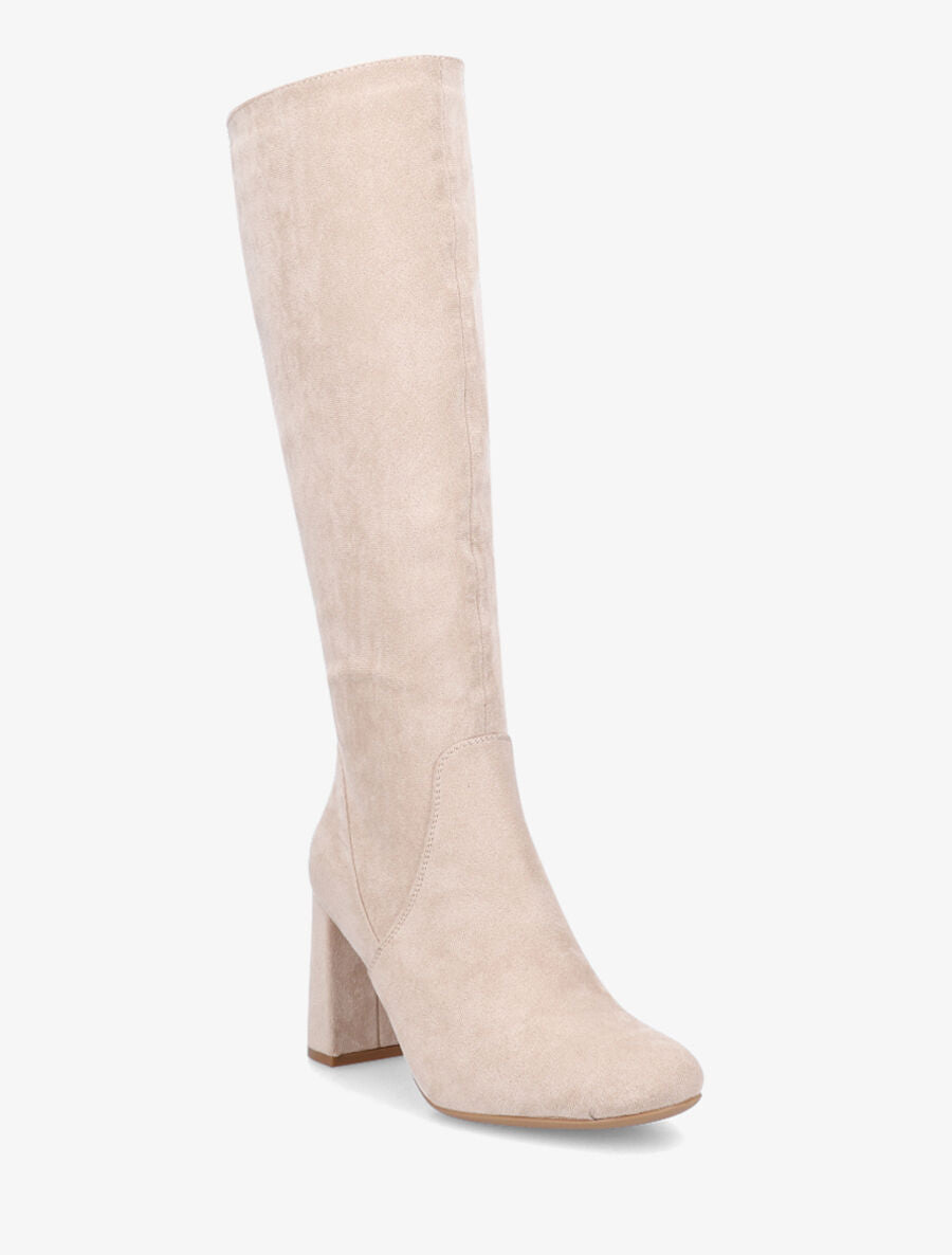 Bottes en suédine à découpe - Beige - 3