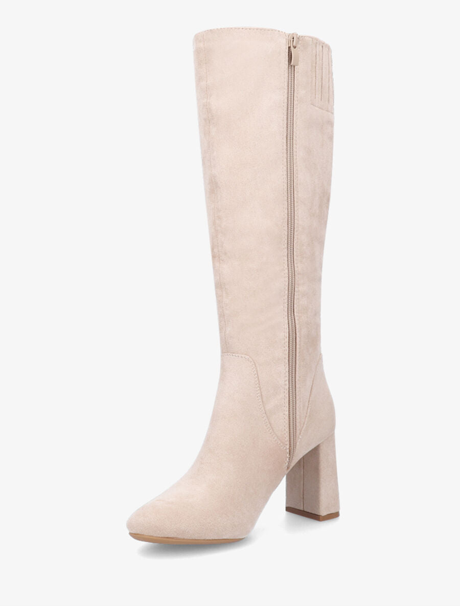 Bottes en suédine à découpe - Beige - 4