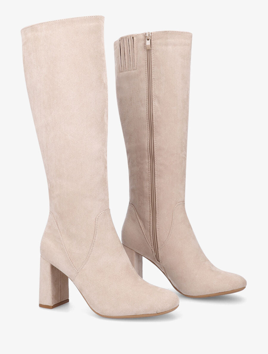 Bottes en suédine à découpe - Beige - 5