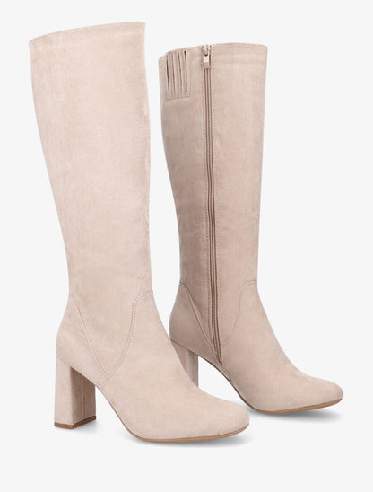Bottes en suédine à découpe - Beige - 5