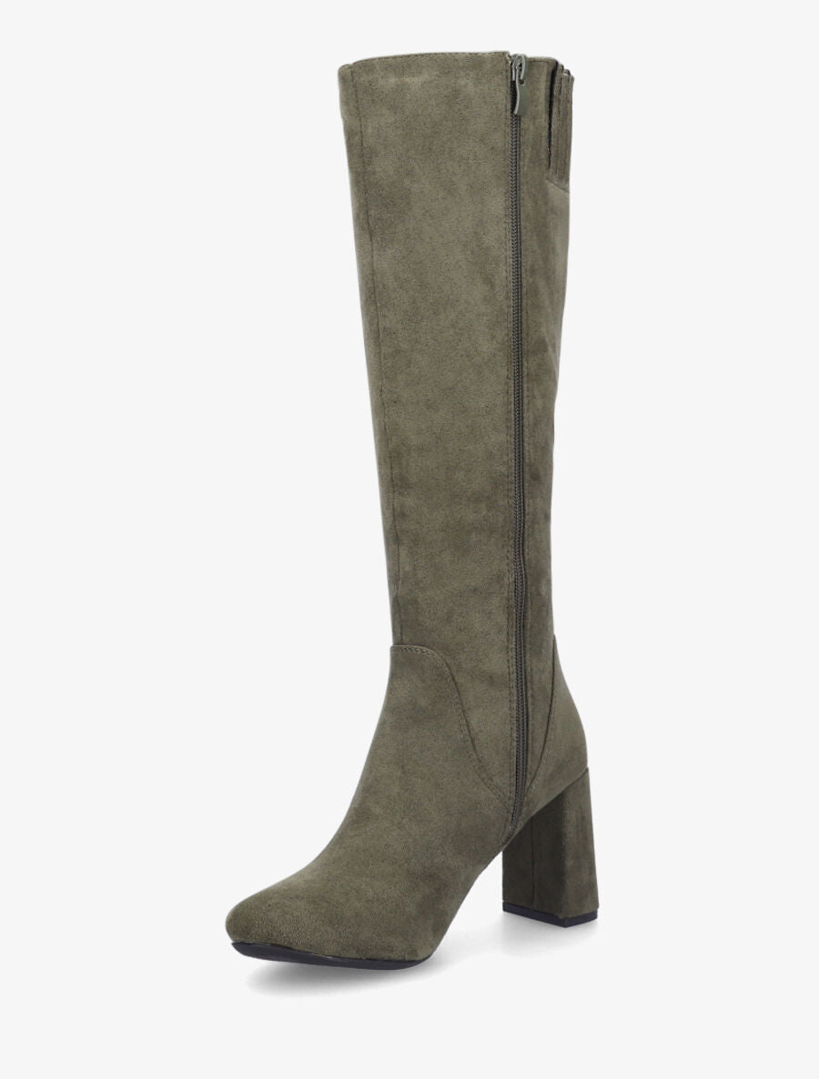Bottes en suédine à découpe - Kaki - 4