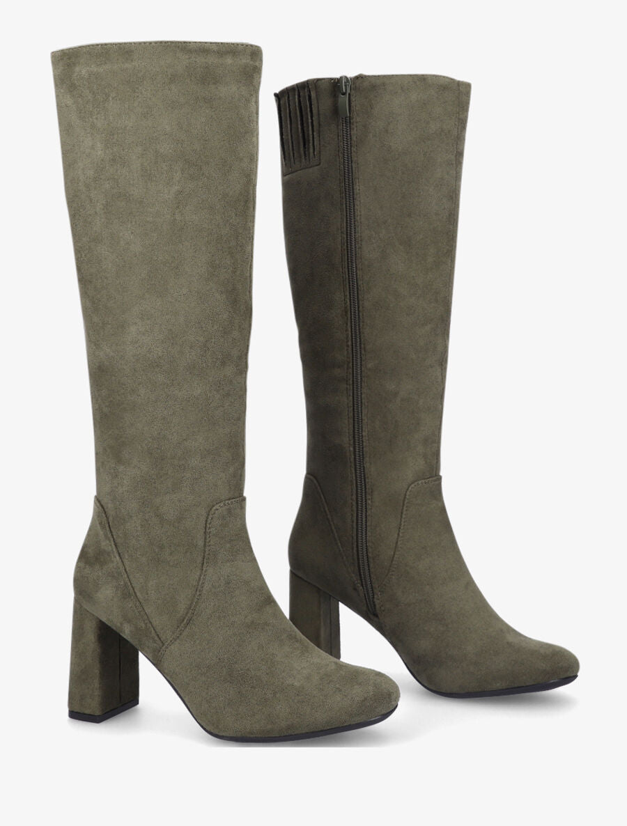 Bottes en suédine à découpe - Kaki - 5