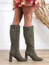 Bottes en suédine à découpe - Kaki - 1