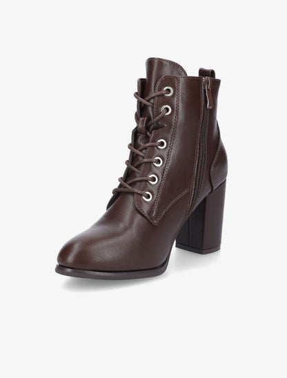 Bottines à lacets en simili - Marron - 3