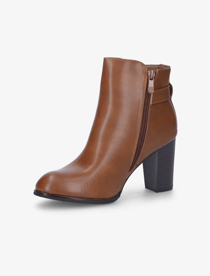 Bottines hautes à bride décorative - Camel - 4
