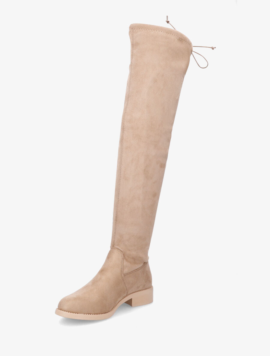 Cuissardes plates en suédine - Beige - 4