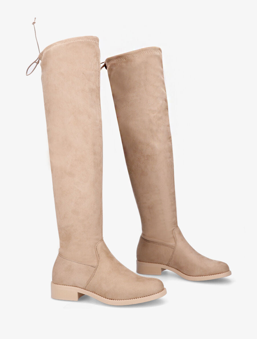 Cuissardes plates en suédine - Beige - 5