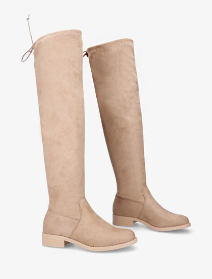 Cuissardes plates en suédine - Beige - 5