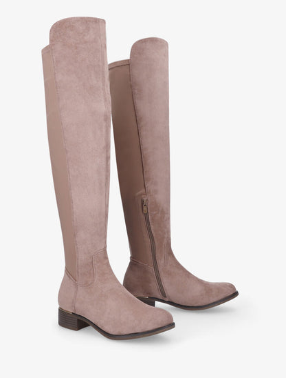 Cuissardes bi-matière suédine et gomme - Taupe - 4