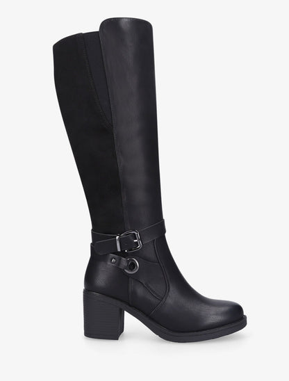 Bottes bi-matière en simili et suédine - Noir - 1