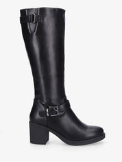 Bottes en simili à talon haut - Noir - 1