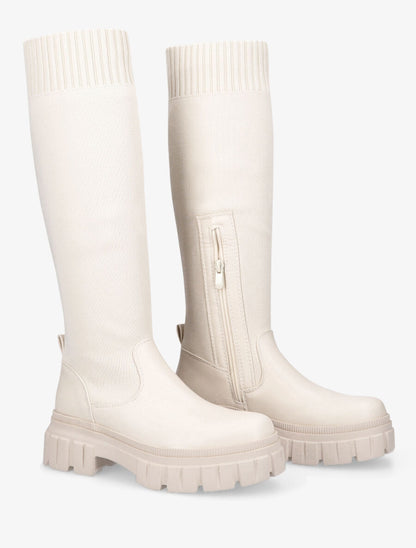 Bottes chaussettes en maille - Beige - 4