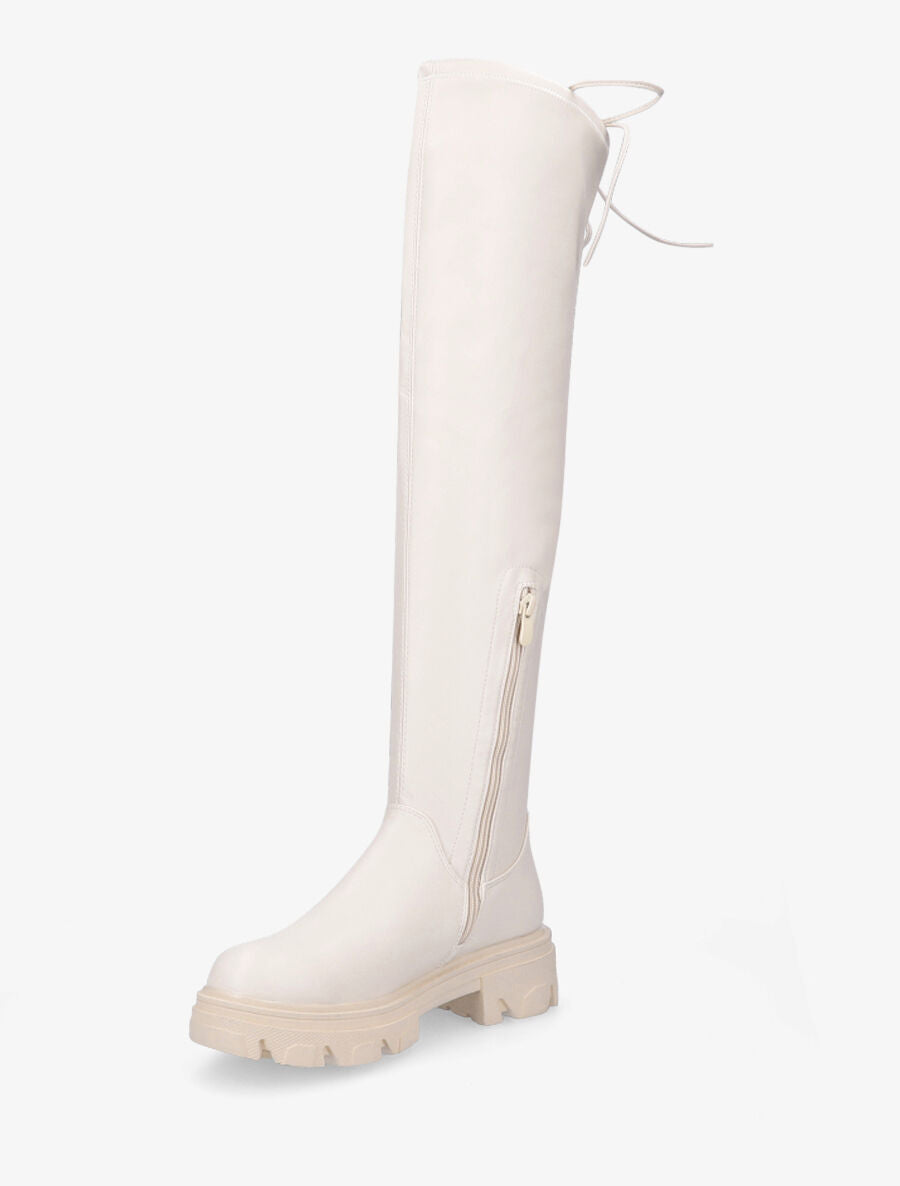 Cuissardes en simili avec cordons de serrage - Beige - 4