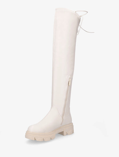 Cuissardes en simili avec cordons de serrage - Beige - 4