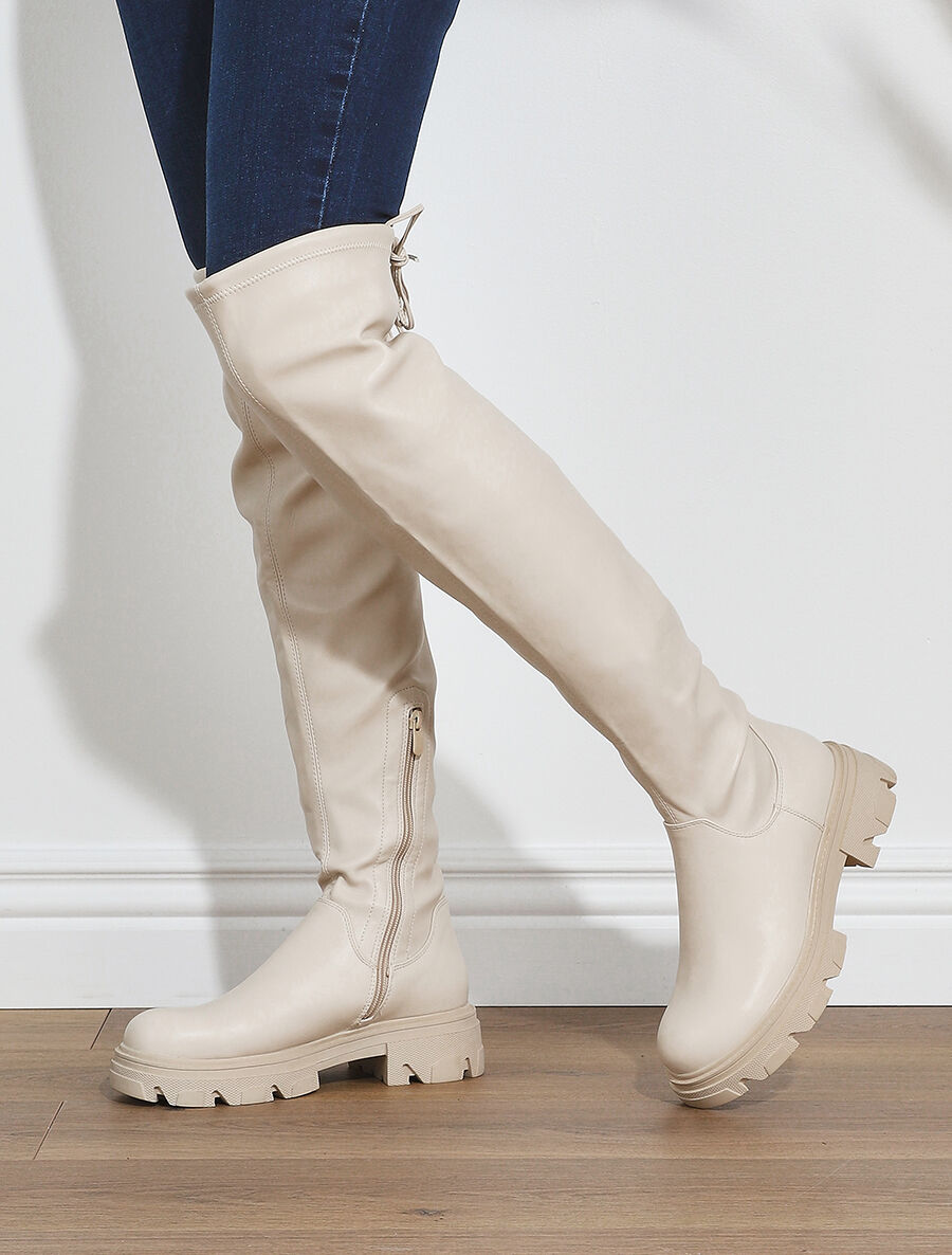 Cuissardes en simili avec cordons de serrage - Beige - 1