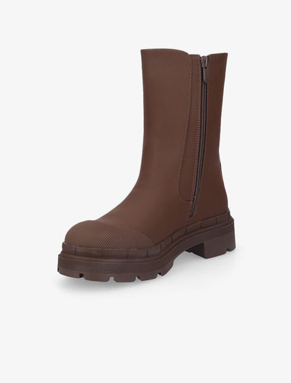 Boots montantes à côté élastiqué - Marron - 3