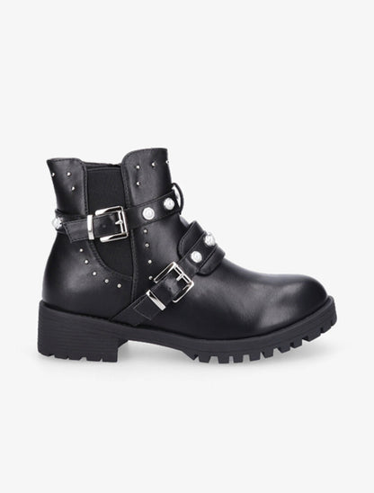 Bottines à strass et double sangles - Noir - 1
