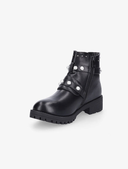 Bottines à strass et double sangles - Noir - 3
