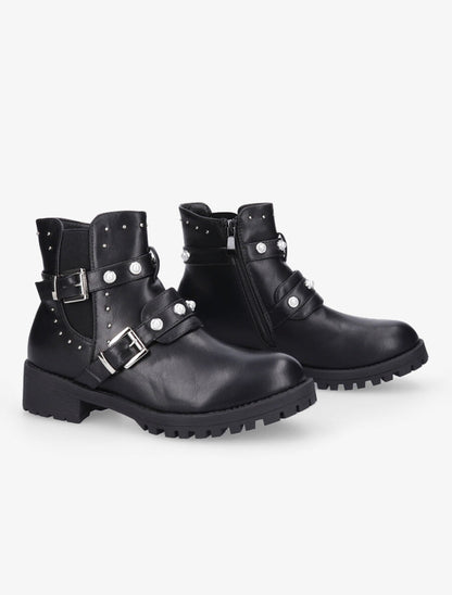 Bottines à strass et double sangles - Noir - 4