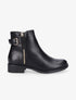 Boots à zip doré et bride décorative - Noir - 5