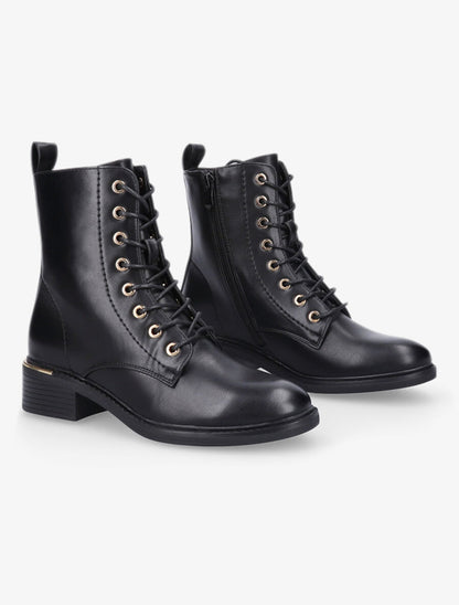 Boots lacées à empiècement doré - Noir - 4
