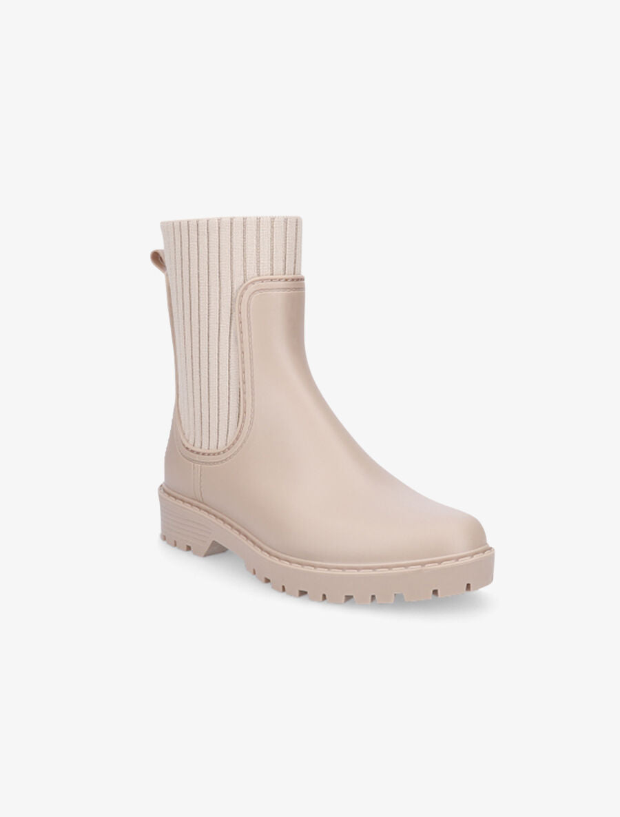 Bottines style chaussettes - Beige - 2