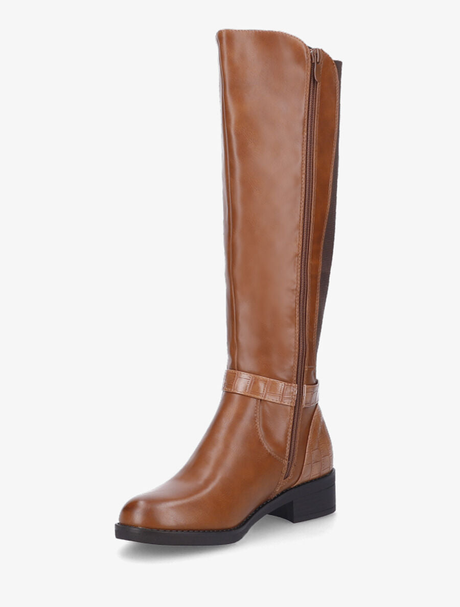 Bottes élastiquées à contrefort effet croco - Camel - 3