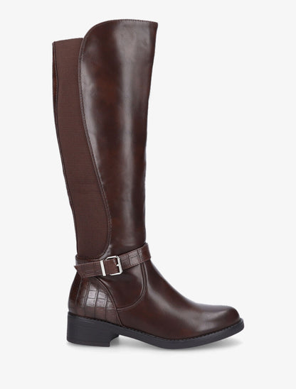 Bottes élastiquées à contrefort effet croco - Marron - 1