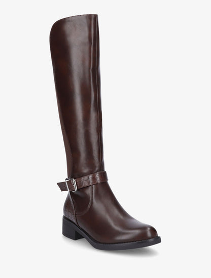Bottes élastiquées à contrefort effet croco - Marron - 2