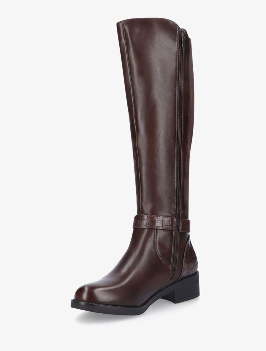 Bottes élastiquées à contrefort effet croco - Marron - 3