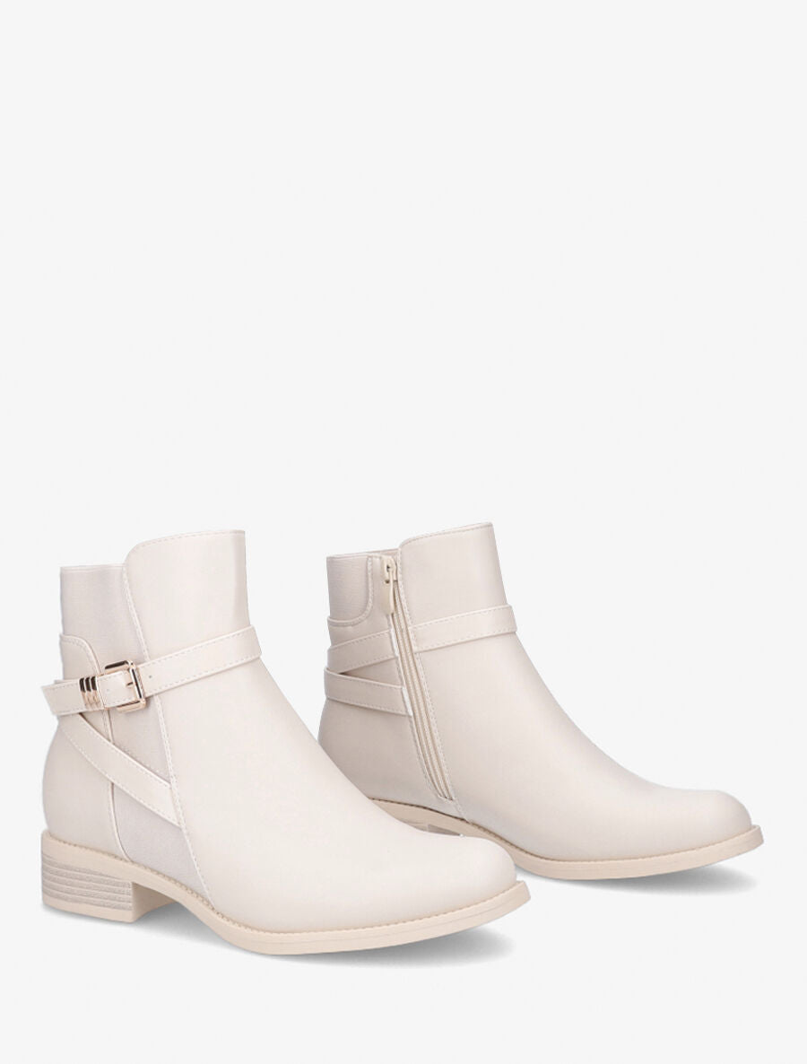 Bottines élastiquées à boucle - Beige - 4