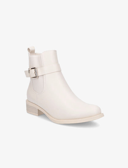 Bottines plates en simili - Beige - 2