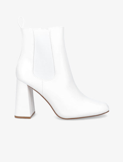Bottines à talon haut et bout carré - Blanc - 1