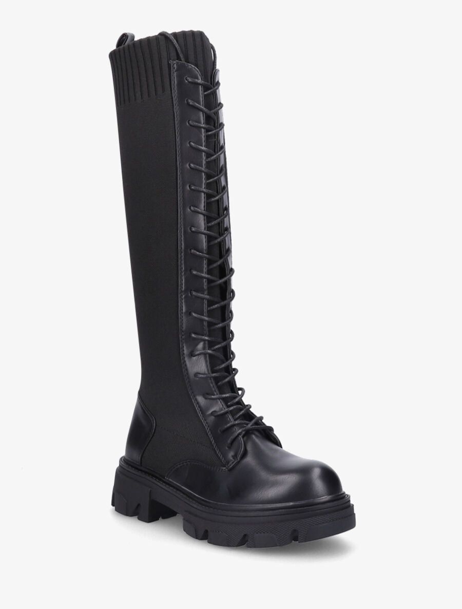 Bottes style chaussettes à lacets - Noir - 2