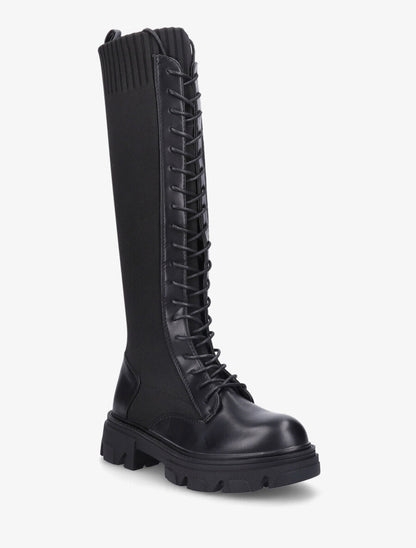 Bottes style chaussettes à lacets - Noir - 2
