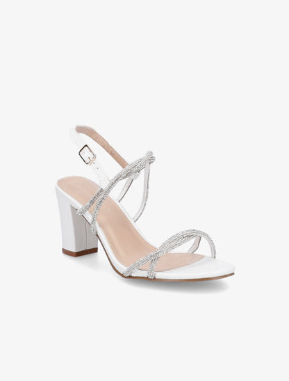 Sandales à talons et strass - Blanc - 2