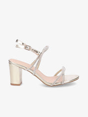 Sandales à talons et strass - Or - 1