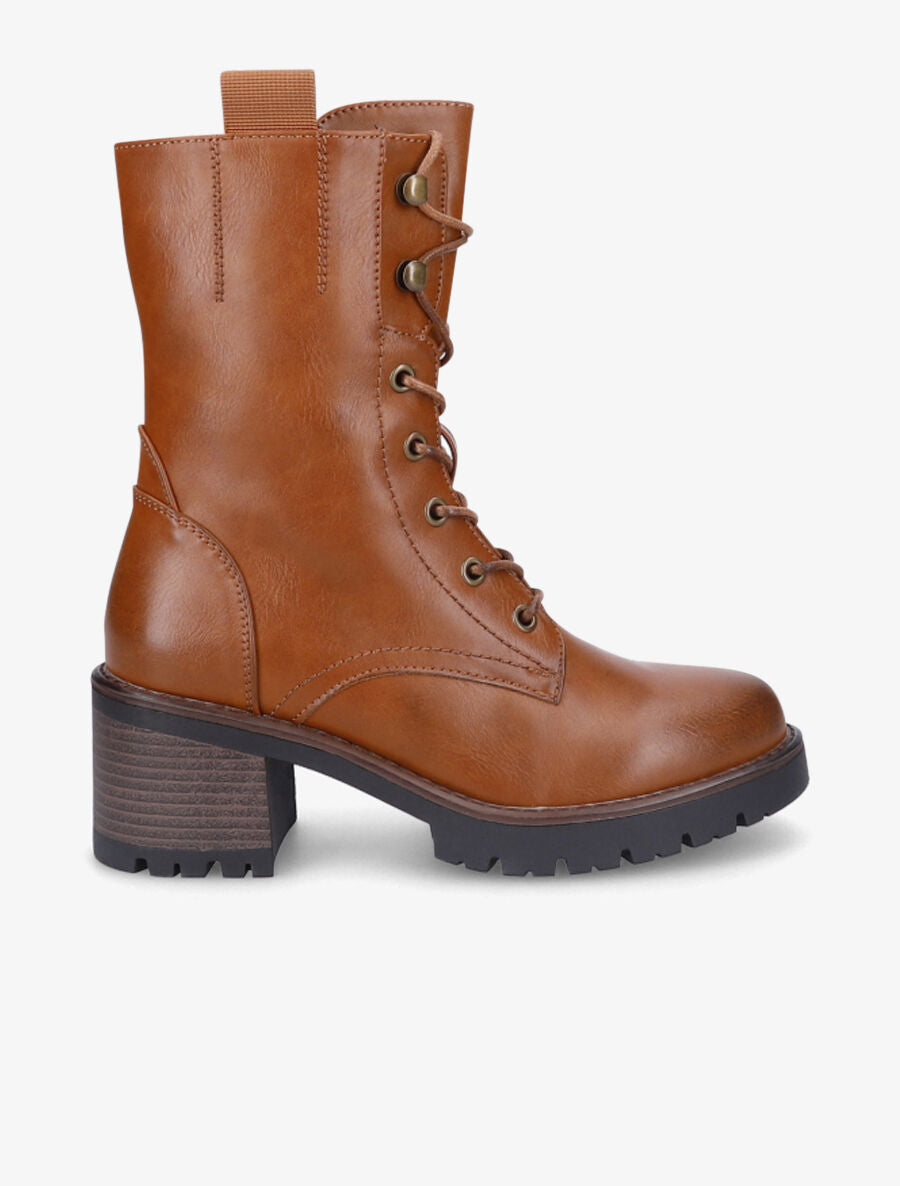 Bottines style rangers à talon - Camel - 1