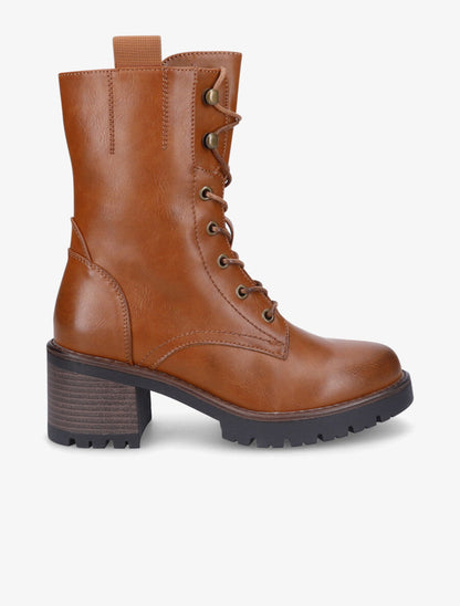 Bottines style rangers à talon - Camel - 1