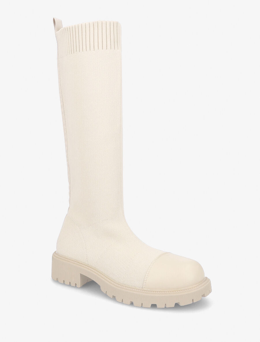Bottes style chaussettes en maille - Beige - 2