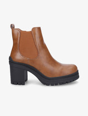 Bottines élastiquées à talon mi-haut - Camel - 1